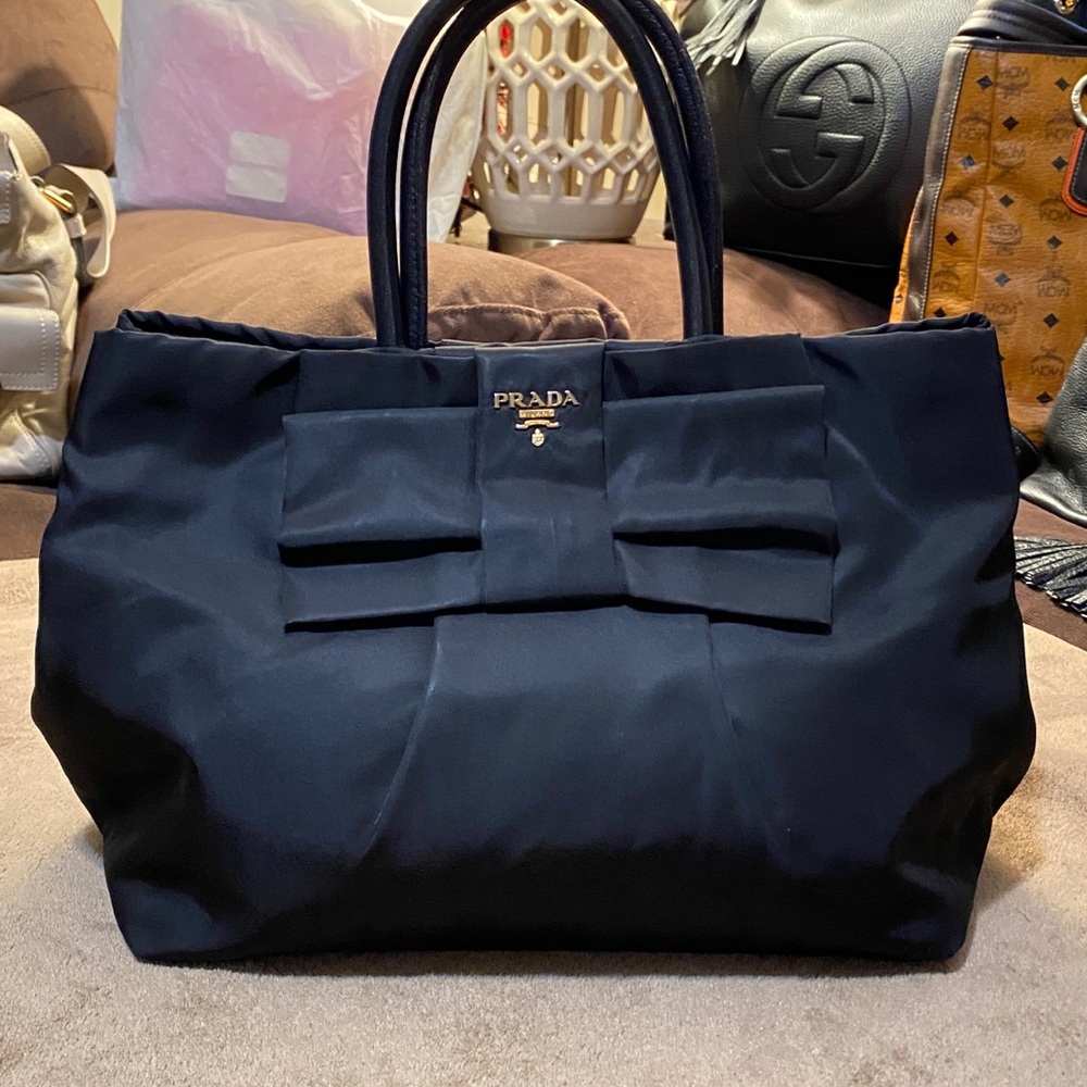 Authentic Prada Black Bow Tote Bag